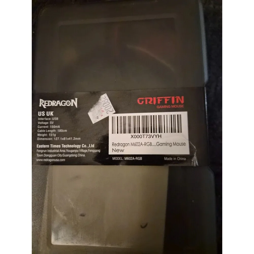 Redragon M602A-RGB Wired Gaming Mouse RGB Griffin Black Red Dragon NEW